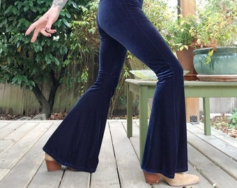 eco LUXE Flare Pants | Stretch Velvet Knit | Available in various colors | Size XXS-XXL | bell bottoms, 70's, retro, dance, yoga, artisanal