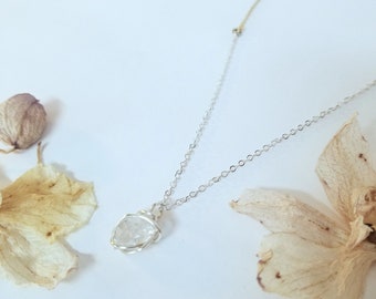 10mm Herkimer Diamond GALAXY Necklace | 20" Chain Length on a mix of Gold + Silver Fine Cable Chain | eco jewelry,gifts for her, gem,artisan