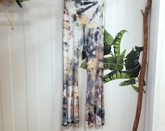 WOMAN RISING Luxe Flare Pants | 'Multicolor Spectrum' Shibori Tie Dyed Lightweight Organic Bamboo Rib Knit | Size S/6 | One of a kind | #1
