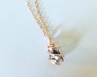 9mm Salt + Pepper Herkimer Diamond eco GALAXY Necklace | 16-20" Chain Lengths | Available in Gold, Rose Gold or Silver | gift for her,dainty