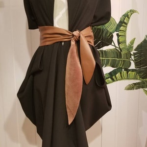 eco VEGAN Leather Plush Back Wrap Belt / sustainable accessory / artisanal made to order Canada/ soft wide belt / waist cinch / obi sash tie