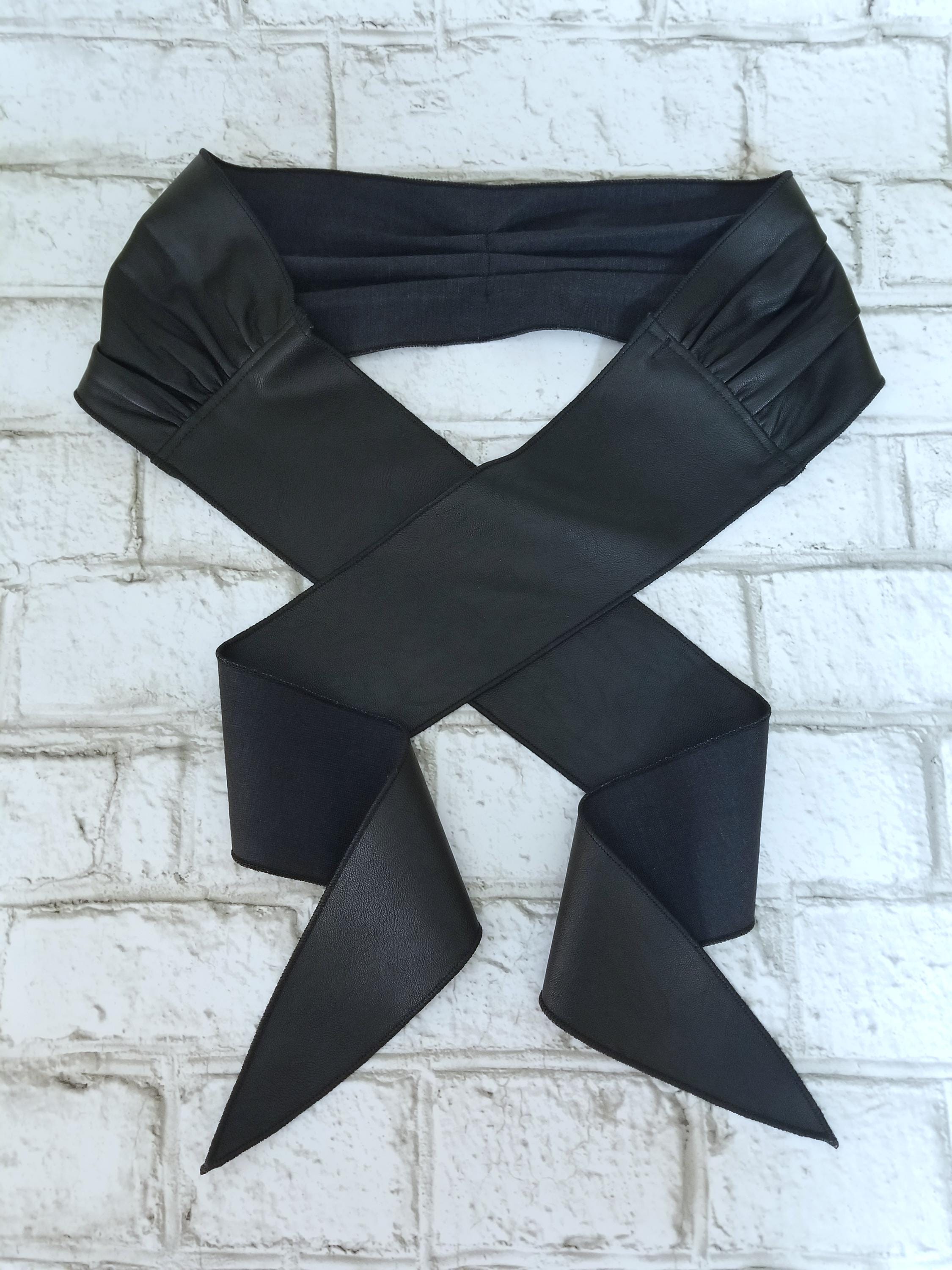 New! Black Vegan Leather Wrap Belt (8468) Eco Black VEGAN Leather Wrap Belt / Waist Accessories  main image 3