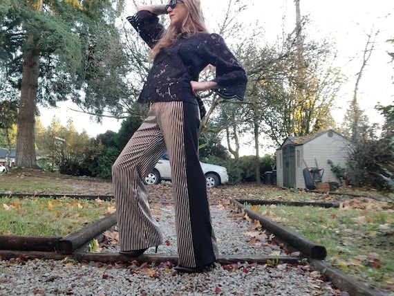 TUXEDO Stripe Eco Drawstring Pants Black Ivory Mini - Etsy