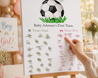 Goals or Bows Gender Reveal Guest Book Alternative,Soccer Baby Shower Decor,Fingerprint Guest Book, Team Goal Team Bow Sign,Nursery Wall Art