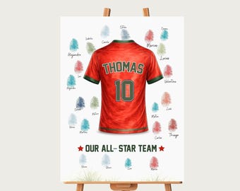 Portugal Voetbal Verjaardag Gastenboek Custom Wk 2026 Party Decor Gepersonaliseerde Voetbal Jersey Vingerafdrukposter Kids Verjaardag Aandenken