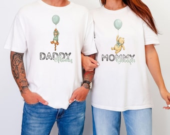 Winnie Bear Gender Reveal Shirt Family Matching Shirts for Baby Shower Custom Pooh Party Tees Boy or Girl Pregnancy Father Son Matching