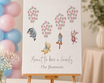 Winnie the Pooh Adoption Guest Book Alternative, Meant to Bee a Family Fingerprint Tree, Chosen Family Welcome Sign, Custom Frame Print