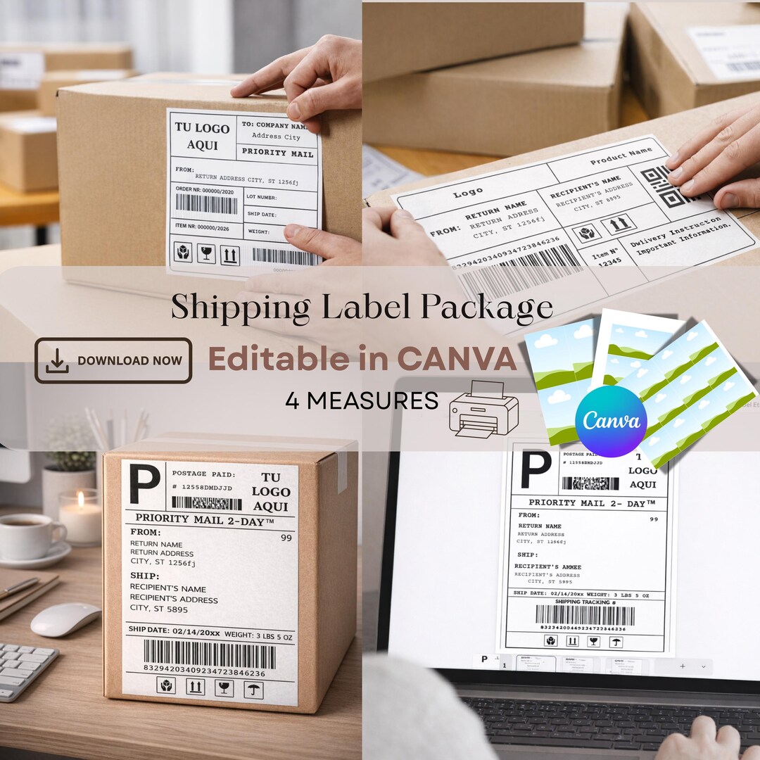 Editable Shipping Label Template Bundle, Shipping Label Custom,mail ...