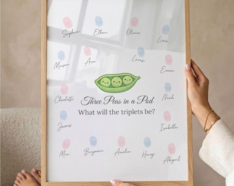 Sweet Pea Triplets Baby Shower Guest Book Alternative| Fingerprint Tree Triplet Baby Gift Nursery Decor |Unique Gender Reveal Baby Sprinkle