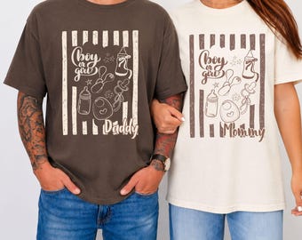 Custom Gender Reveal Shirt | Matching Family Gender Reveal Shirts | Vintage Boy or Girl Shirt | Mommy Daddy Baby Reveal Party Tee