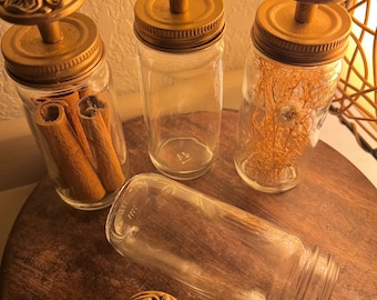 Upcycled Witch’s Apothecary Jar with Vintage Knob, Handmade Glass Herb Vessel, Altar Storage, Sold Individually