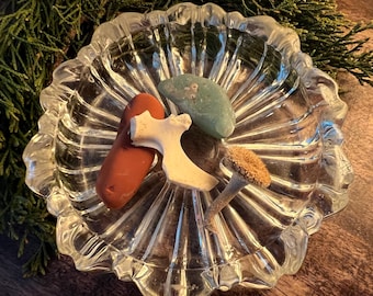 Vintage Glass Ashtray Altar Dish, Scalloped Pressed Glass Bowl, Small Offering Dish, Ritual Catch All, Cottage Witch Decor