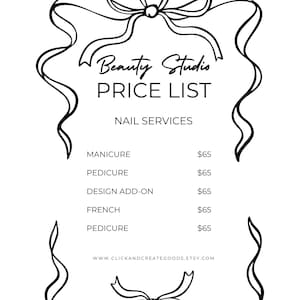Simple Price list menu | editable template