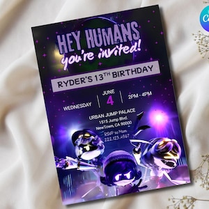 Editable Murder Drones Party Invitation, 5x7 Print or Digital Template