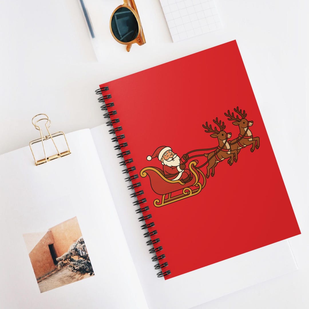 Spiral Notebook, Santa Notebook, Cute Santa Notebook, Gift for Her ...