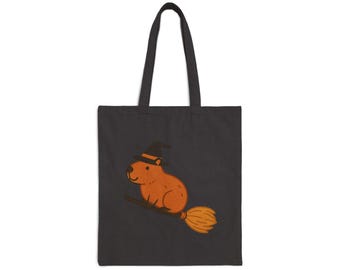 Cotton Canvas Tote Bag, Halloween Tote, Cute Capy, Capy Tote, Halloween Tote, Gift For Her,