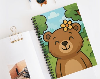 Bear Notebook, Gift for her, Spiral Notebook, Cute Bear, Gift For Her,