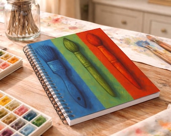 Paintbrush, Spiral Notebook, Artist Notebook, Cute Paintbrush's, Red Paintbrush, Blue Paintbrush, Red Paintbrush, Green Paintbrush,