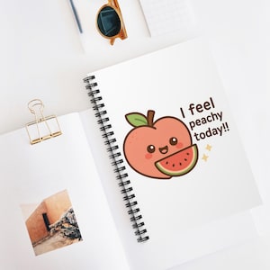 Peachy Notebook, Funny Notebook, Spiral Notebook, School Gift, Gift For Her, Christmas Gift,