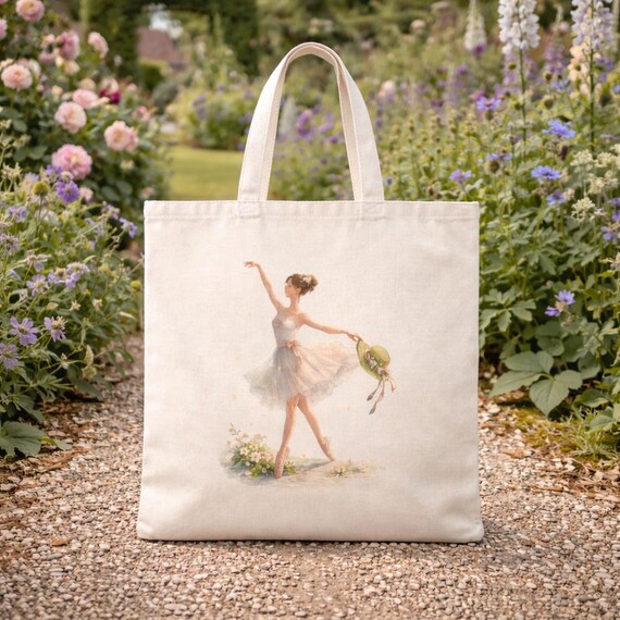Ballerina Tote, Anime Ballet Tote, Cotton Canvas Tote