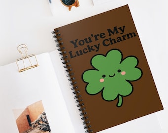 Lucky Clover Spiral Notebook, Cute Notebook, Notebook for Journaling, Gift for Friend, Cute Gift for Her, Writing Gifts, School Gift