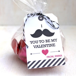 Eu bigode você será meu namorado - Etiqueta de lembrança do Dia dos Namorados Punny - Etiquetas de presentes para sala de aula - Etiquetas de presente para impressão do Dia dos Namorados - VdayTag