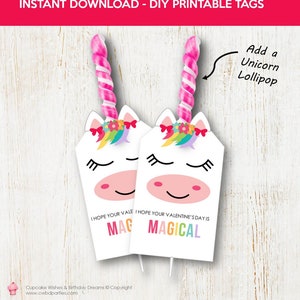 Unicorn Valentine's Favor Tag, Magical Valentine's Punny Valentine's, Classroom Treat Labels , Valentine's Day, Printable, Unicorn Print
