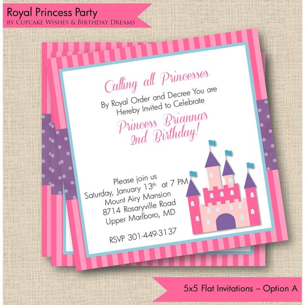 Royal Princess Printable Party Invitations, Royal Castle, Pink Castle, Pink Princess, Little Princess, Princess Party, Printable Party