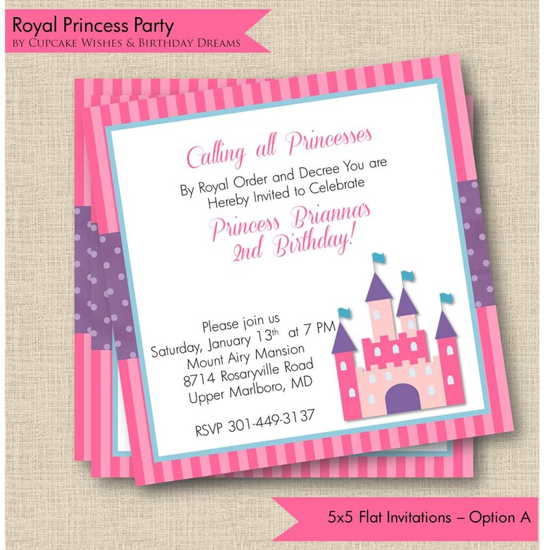 Royal Princess Printable Party Invitations Royal Castle Pink Castle Pink Princess Little Princess Princess Party Printable