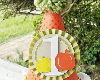 Little Pumpkin  Party Hat |  Birthday Hat | Fall Birthday | Pumpkin | First Birthday | Harvest Party | Halloween Birthday | Boy Birthday