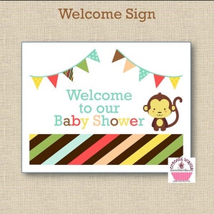 Little Monkey Gender Neutral Baby Shower Printable Kit image 5