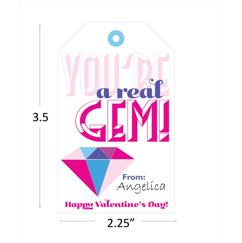 You're a Gem Gem Valentine's Tag Printable - Etsy
