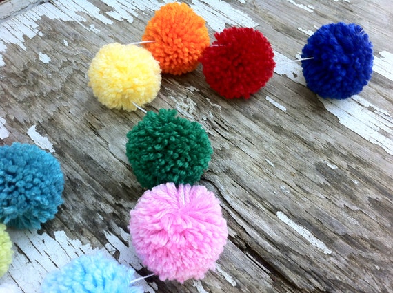 Yarn PomPom Garland | Multi-Color Pompom Garland | Pompoms | Handmade | Party Decor | PomPom Banner | Buntings | Photo Props | Custom Pom Il_570xn