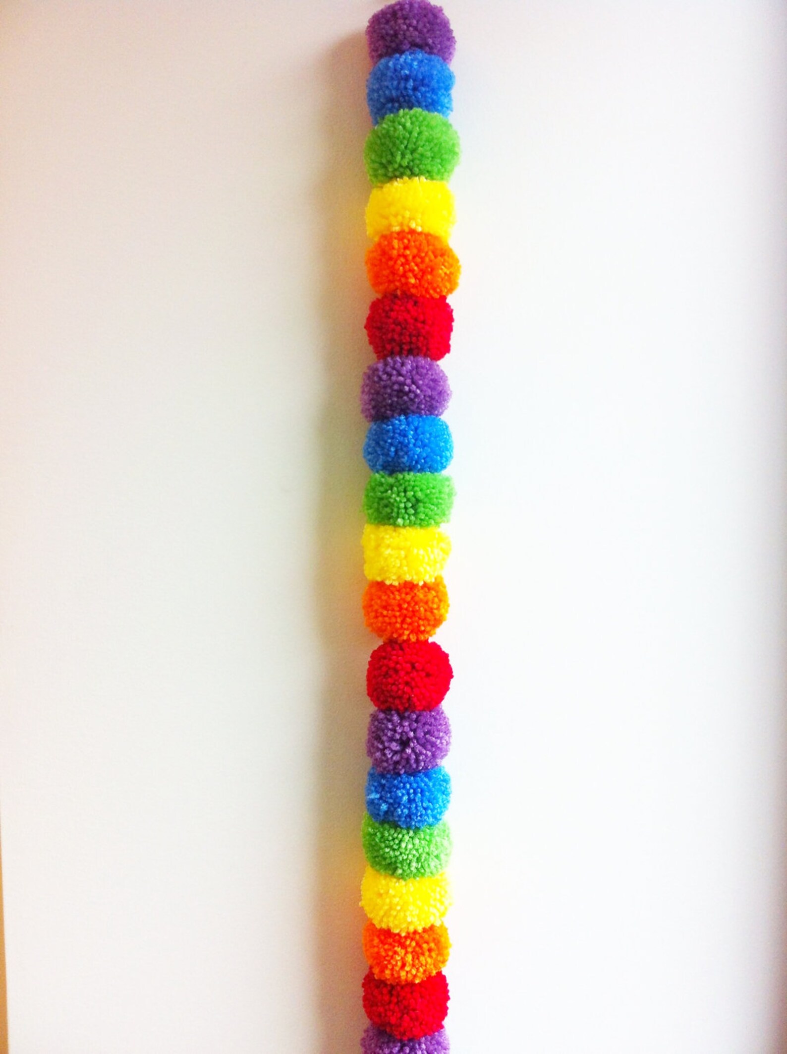 Rainbow Yarn Pom Pom Garland Pom Poms Handmade Pom Poms Etsy