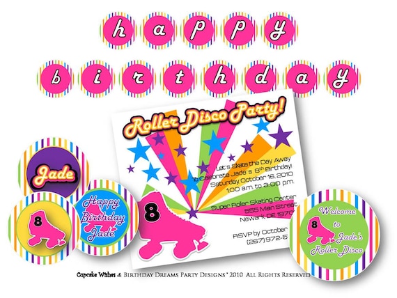 Roller Skating Party Printable Invitation Il_570xn