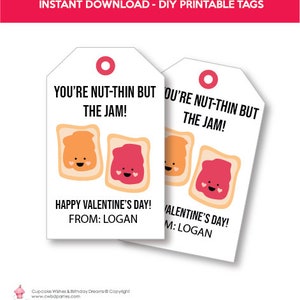Pindakaas en gelei Valentine, PB&J Valentine afdrukbare, PBnJ Valentine Classroom Valentine, Kid Valentine's, toast en jam, PB, gelei