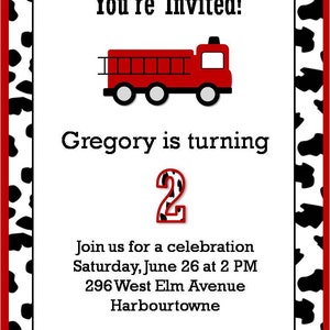 Fire Truck Printable Invitation, Firefighter party, Address Label, Fireman Invitation, Firefighter Invite, Fireman Party, Fire Truck Party