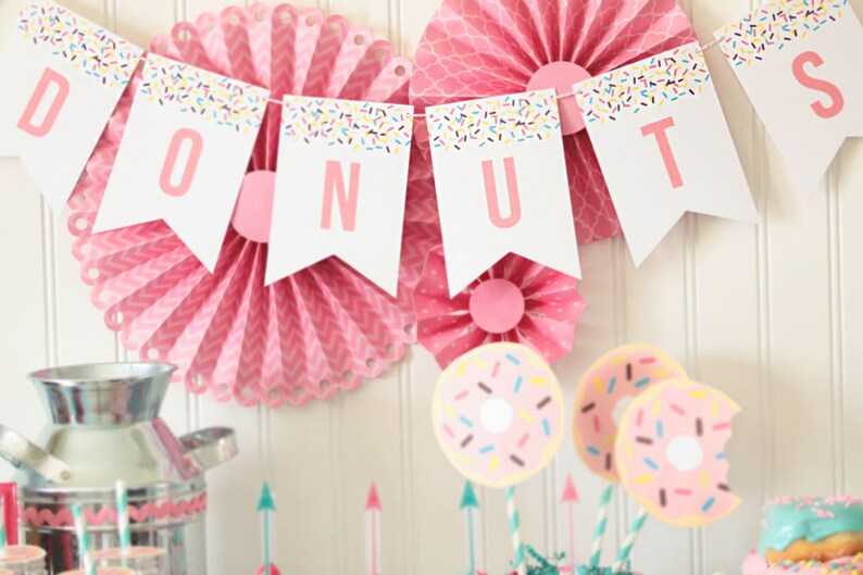 Donuts Valentine Printable Party Banner Donuts Birthday Banner Love Donuts Party Printable Donut Party Kids Valentine Printables image 2