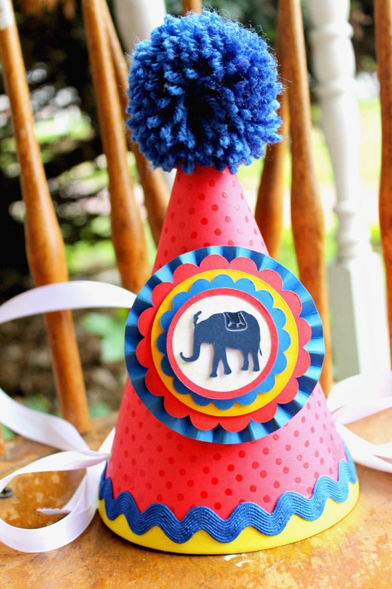 Circus Party Hat | Carnival Party Hat | Red, Yellow, Blue Big Top | Vintage Circus | Ringmaster | Penny Circus | Carnival Party | Cirque Il_570xn
