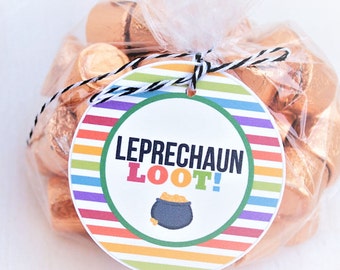 Leprechaun Loot St. Patrick's Day Tags, St. Patrick's Day Stickers, Leprechaun Treats, Classroom Treats, Party Favor Tags