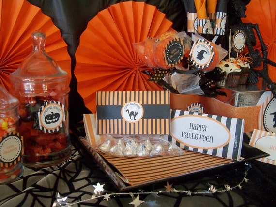 Happy Halloween Printable Party Decor, Printable Spooky Halloween, Kids Halloween, Trick or Treat, Boo, Spider, Witch, Funny Halloween Il_570xn