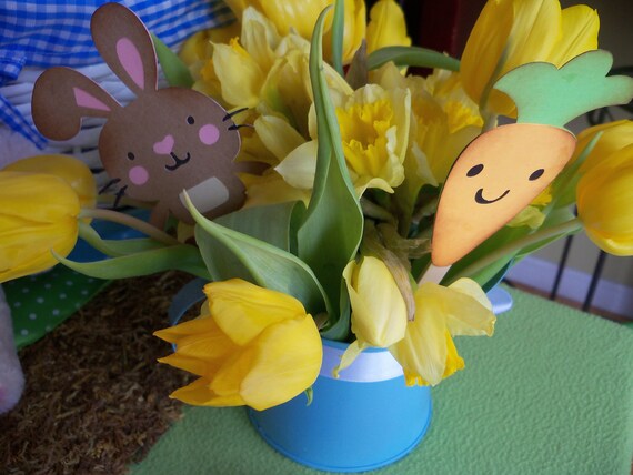 Bunny & Carrot Easter Party Decor | Easter Banner | Bunny Cupcake Topper | Photo Prop | Spring Party | Easter Baby Shower | Easter Party Il_570xn