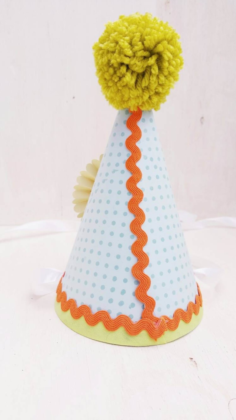 First Birthday Orange Rose Bright Green Party Hat Flowers Spring Floral Light Blue Birthday Party Yellow Garden Party