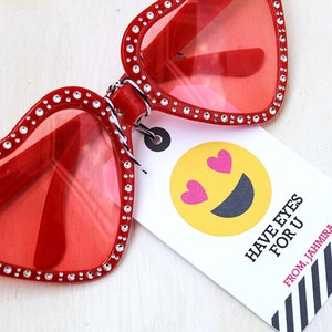 Emoji Have Eyes for You Punny Valentine&#39;s, Favor Tag, Classroom Treat Labels, Valentine&#39;s Day Printable, Hearts, Emoji Valentines, Smiley