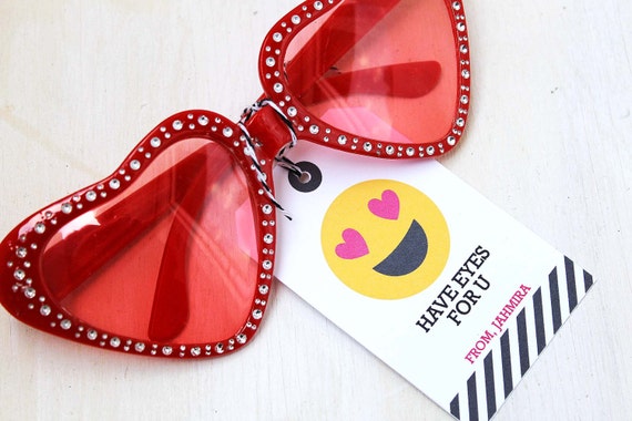 Emoji Have Eyes for You Punny Valentine's, Favor Tag, Classroom Treat Labels, Valentine's Day Printable, Hearts, Emoji Valentines, Smiley Il_570xn