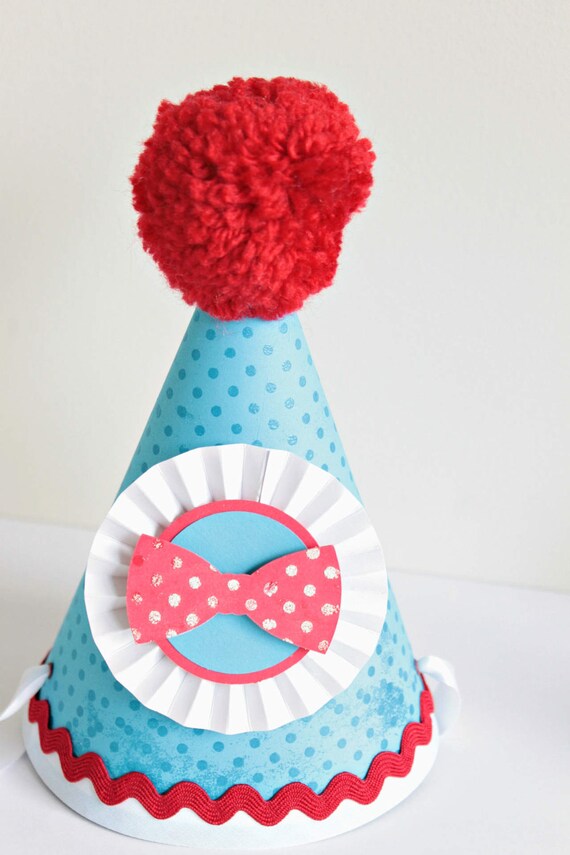 Little Man Red and Aqua Party Hats | Bow Tie | Mustache | Carnival | Bow | Birthday Party hats | Dr. Seuss Hat | Little Guy Shower Il_570xn