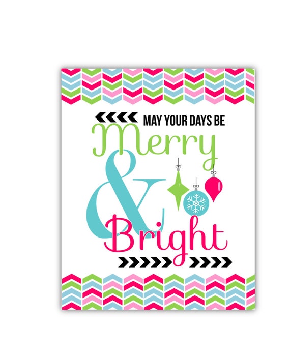 INSTANT DOWNLOAD - Merry & Bright Holiday Sign | Holiday Wall Art | Printable Holiday Art | Ornament Exchange | Christmas Party Sign Il_570xn