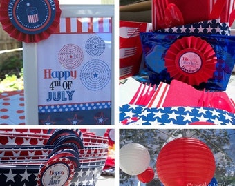 Fourth of July Printables, July 4th, Independence Day, Fireworks Celebration, Red, White and Blue printable party, America, Patriotic Party