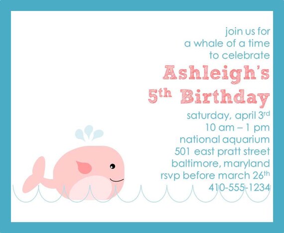 Printable Birthday Invitation, Whale Themed Birthday, Whale of a Time, Baby Whale, First Birthday, Baby Girl, Yellow, Pink, Grey Birthday Il_570xn