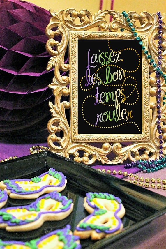 Mardi Gras, Laissez Les Bon Temps Rouler Printable, Fat Tuesday Printable, Let The Good Times Roll, Sign, New Orleans, Purple, Green, Gold Il_570xn
